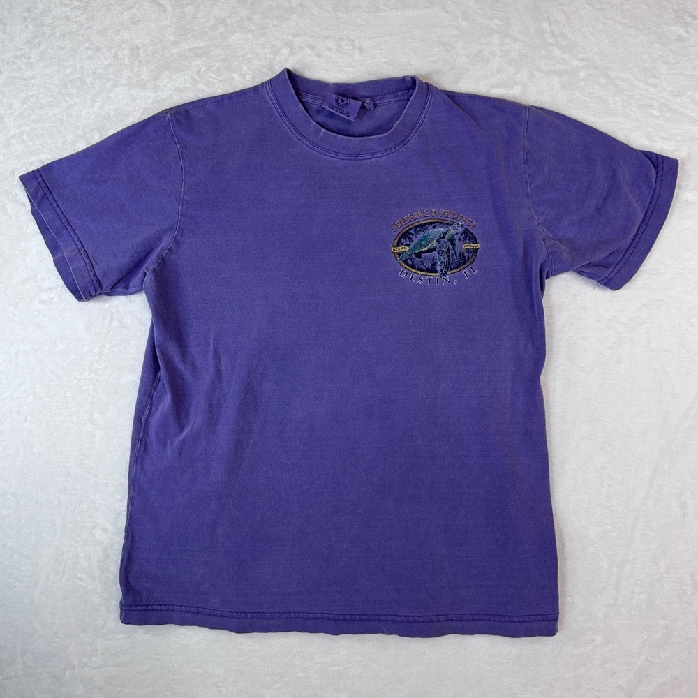 Alvin's Island Destin FL Sea Turtle T-Shirt Purple Graphic Tee Mens Medium